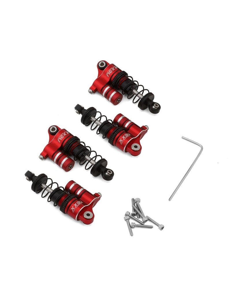 NEXX RACING NX-485-R LOSI® MICRO-B ALUMINUM OIL-FILLED THREADED RESERVOIR SHOCKS (RED) (4)