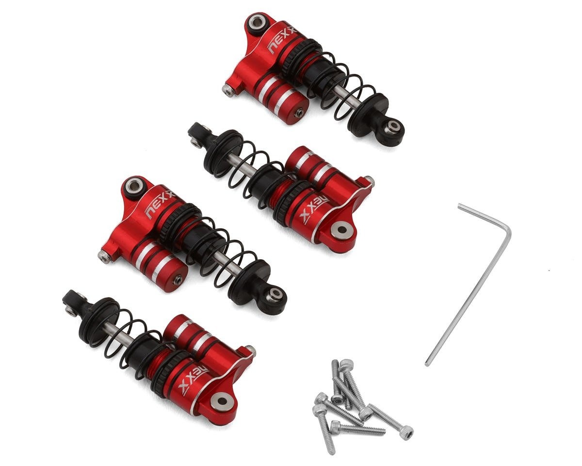 NX-485-R LOSI® MICRO-B ALUMINUM OIL-FILLED THREADED RESERVOIR SHOCKS (RED) (4)