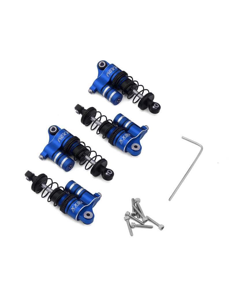 NEXX RACING NX-485-BL LOSI® MICRO-B ALUMINUM OIL-FILLED THREADED RESERVOIR SHOCKS (BLUE) (4)
