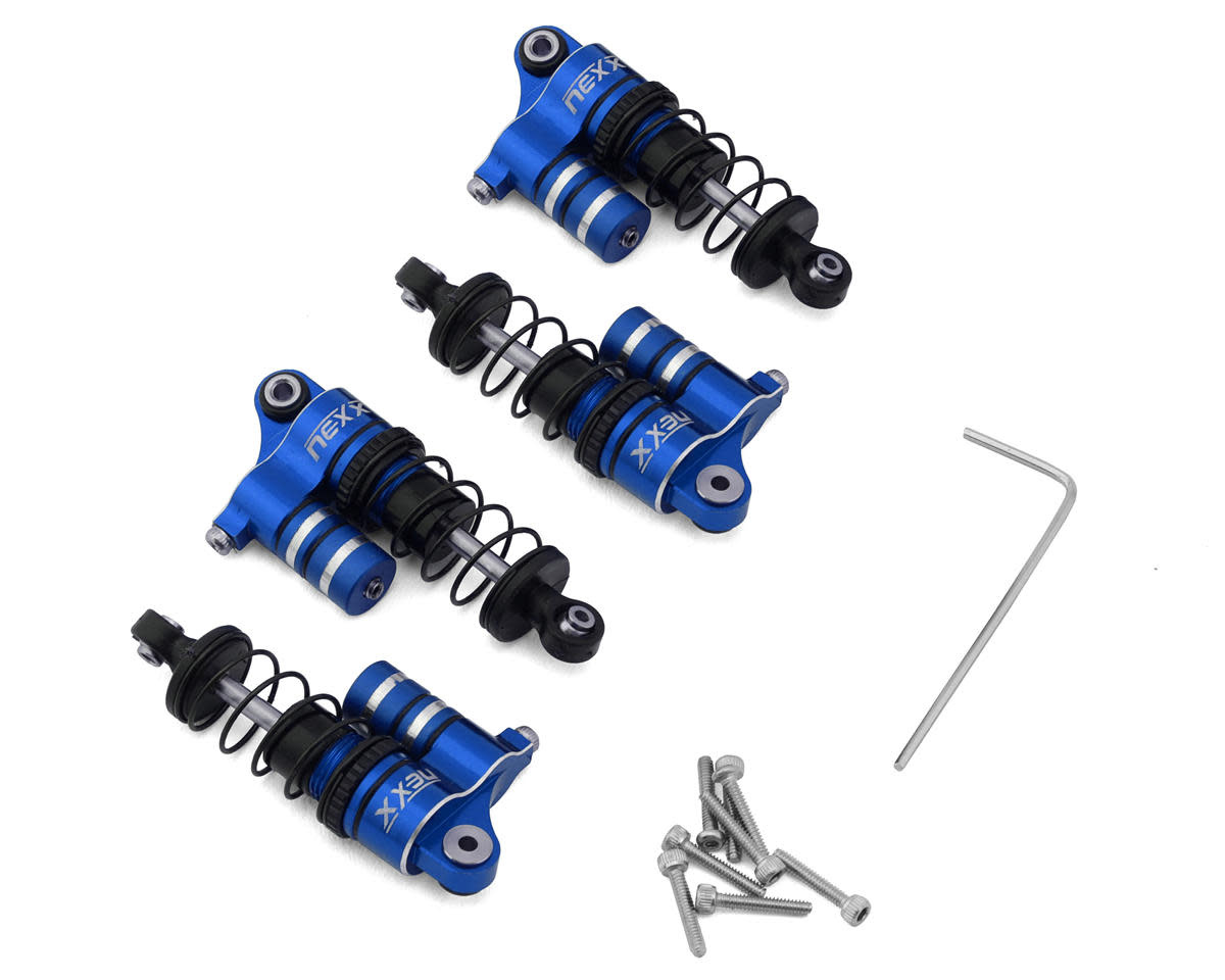 NX-485-BL LOSI® MICRO-B ALUMINUM OIL-FILLED THREADED RESERVOIR SHOCKS (BLUE) (4)