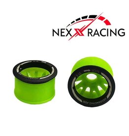NEXX RACING NX-USA-EVO-R-0-GR MINI-Z RWD "JUD" EVO REAR THREADED SIDE-WALL CARBON FIBER RIMS (0MM OFFSET) (GREEN) (2)