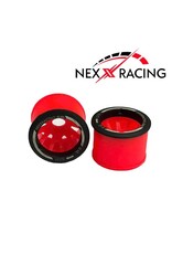 NEXX RACING NX-USA-EVO-R+1-R MINI-Z RWD "JUD" EVO REAR THREADED SIDE-WALL CARBON FIBER RIMS (1MM OFFSET) (RED) (2)