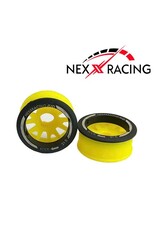 NEXX RACING NX-USA-EVO-R-0-Y MINI-Z RWD "JUD" EVO REAR THREADED SIDE-WALL CARBON FIBER RIMS (0MM OFFSET) (YELLOW) (2)