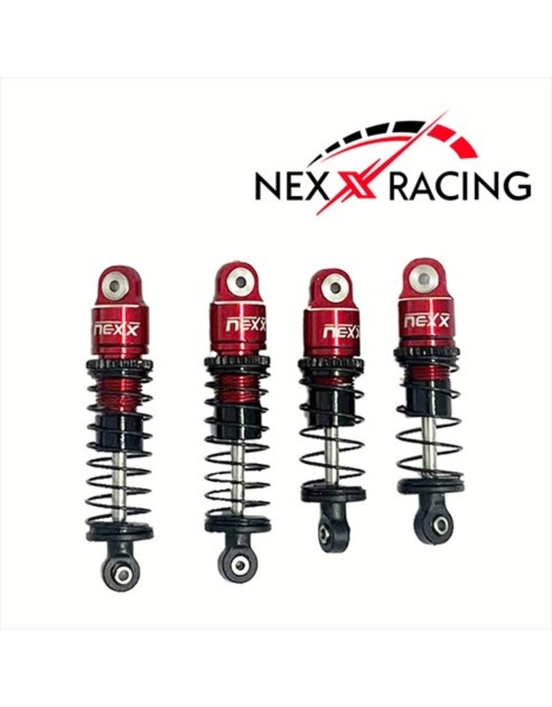NEXX RACING NX-456-R LOSI™ MICRO-B PRE-ASSEMBLED ALUMINUM OIL-FILLED SHOCKS (RED) (4) (FRONT & REAR)