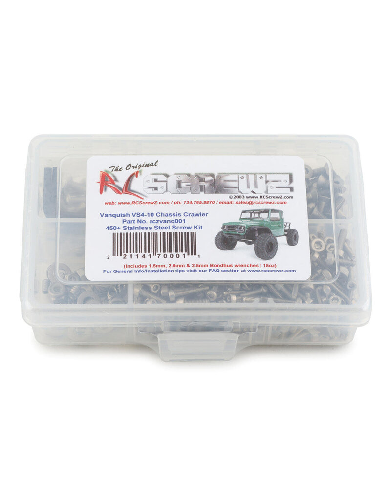 RC SCREWZ RCZVANQ001 VANQUISH VS4-10 CRAWLER STAINLESS STEEL SCREW KIT