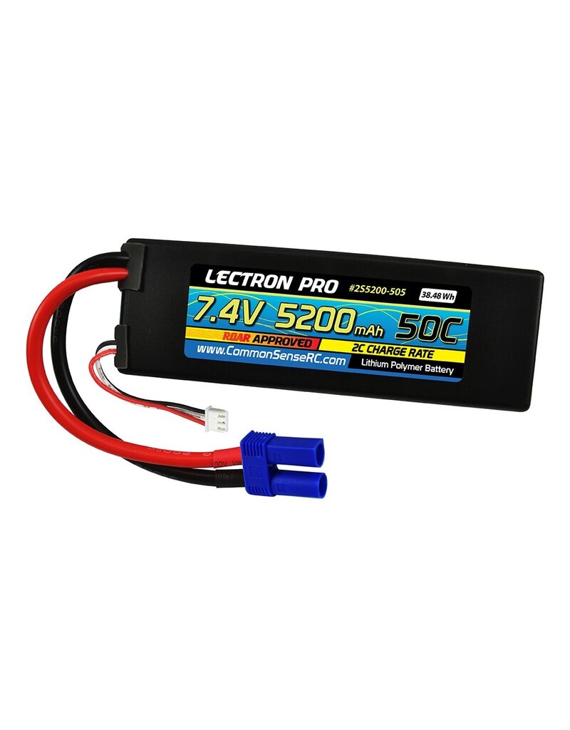 LECTRON PRO LECTRON PRO 2S LIPO 7.4V 5200MAH 50C HARD PACK BATTERY: EC5
