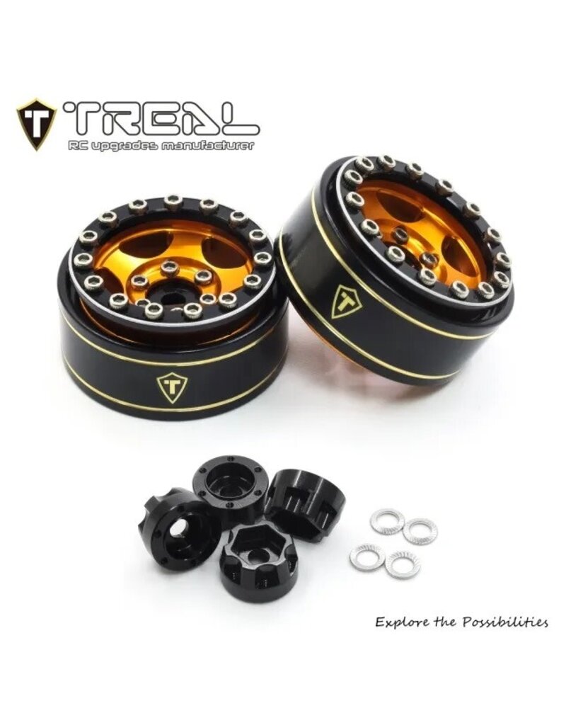 TREAL TRLX0042U4XIF TYPE B 1.0" 5-SPOKE BEADLOCK WHEELS (BLACK/ORANGE) (22.4G) (4)