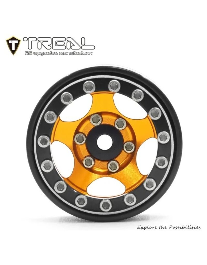 TREAL TRLX0042U4XIF TYPE B 1.0" 5-SPOKE BEADLOCK WHEELS (BLACK/ORANGE) (22.4G) (4)