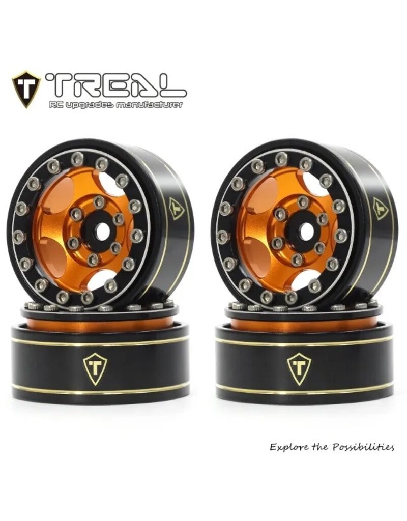 TREAL TRLX0042U4XIF TYPE B 1.0" 5-SPOKE BEADLOCK WHEELS (BLACK/ORANGE) (22.4G) (4)