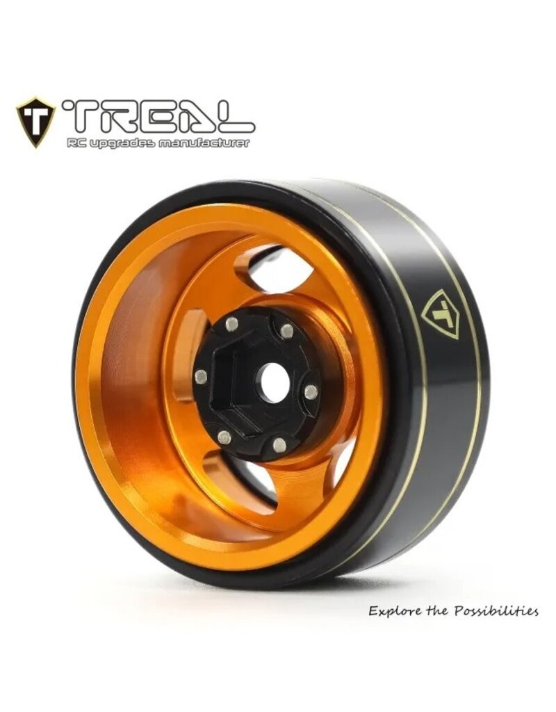 TREAL TRLX0042U4XIF TYPE B 1.0" 5-SPOKE BEADLOCK WHEELS (BLACK/ORANGE) (22.4G) (4)