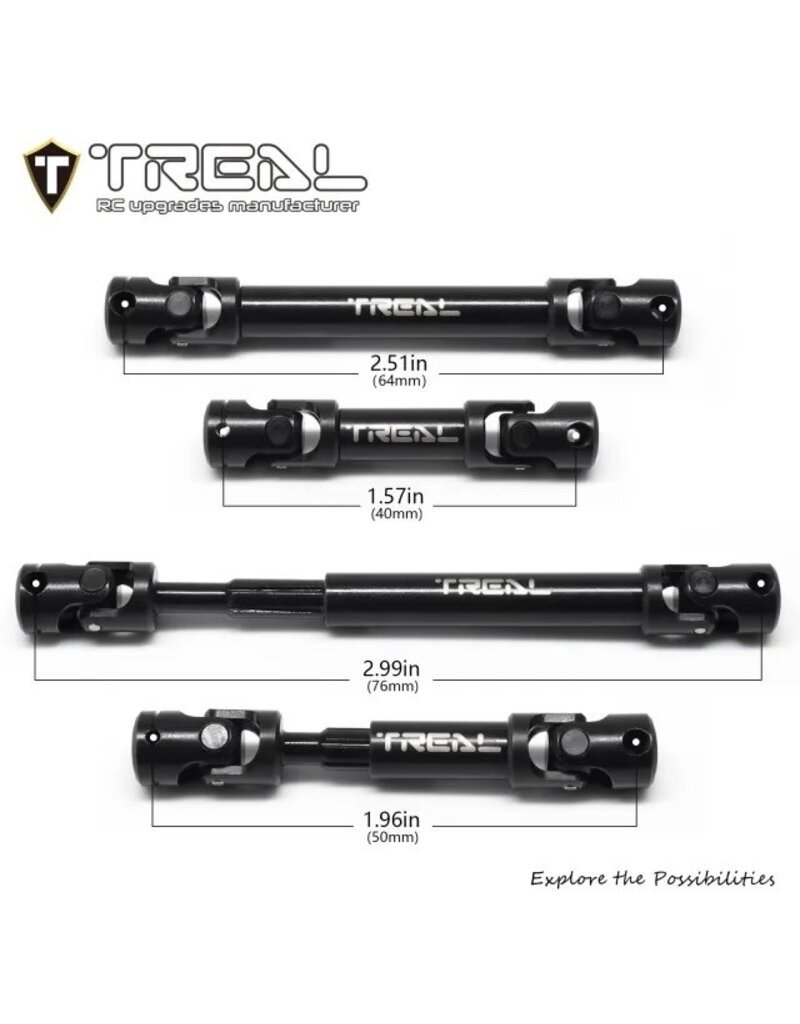 TREAL TRLX004FB8UTJ HD STEEL CENTER SLIDER DRIVESHAFTS SET FOR TRAXXAS TRX-4MT (2)