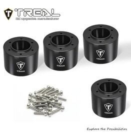 TREAL TRLX004ASHZUR 7075 ALUMINUM EXTENDED WHEEL HEX HUBS +15MM FOR LOSI MINI LMT: BLACK (4)