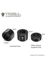 TREAL TRLX004ASHZUR 7075 ALUMINUM EXTENDED WHEEL HEX HUBS +15MM FOR LOSI MINI LMT: BLACK (4)