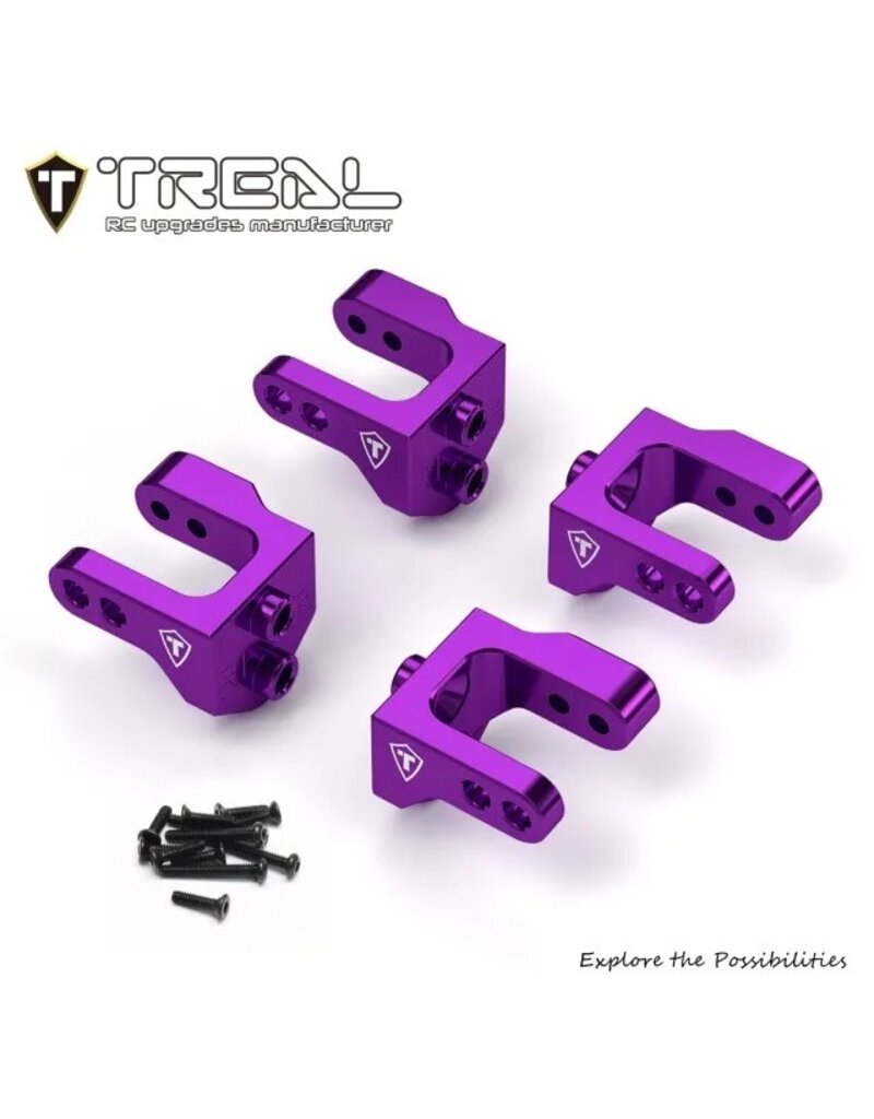 TREAL TRLX004318L7H ALUMINUM LOWER SHOCK & LINKS MOUNTS FOR LOSI MINI LMT: PURPLE (4)