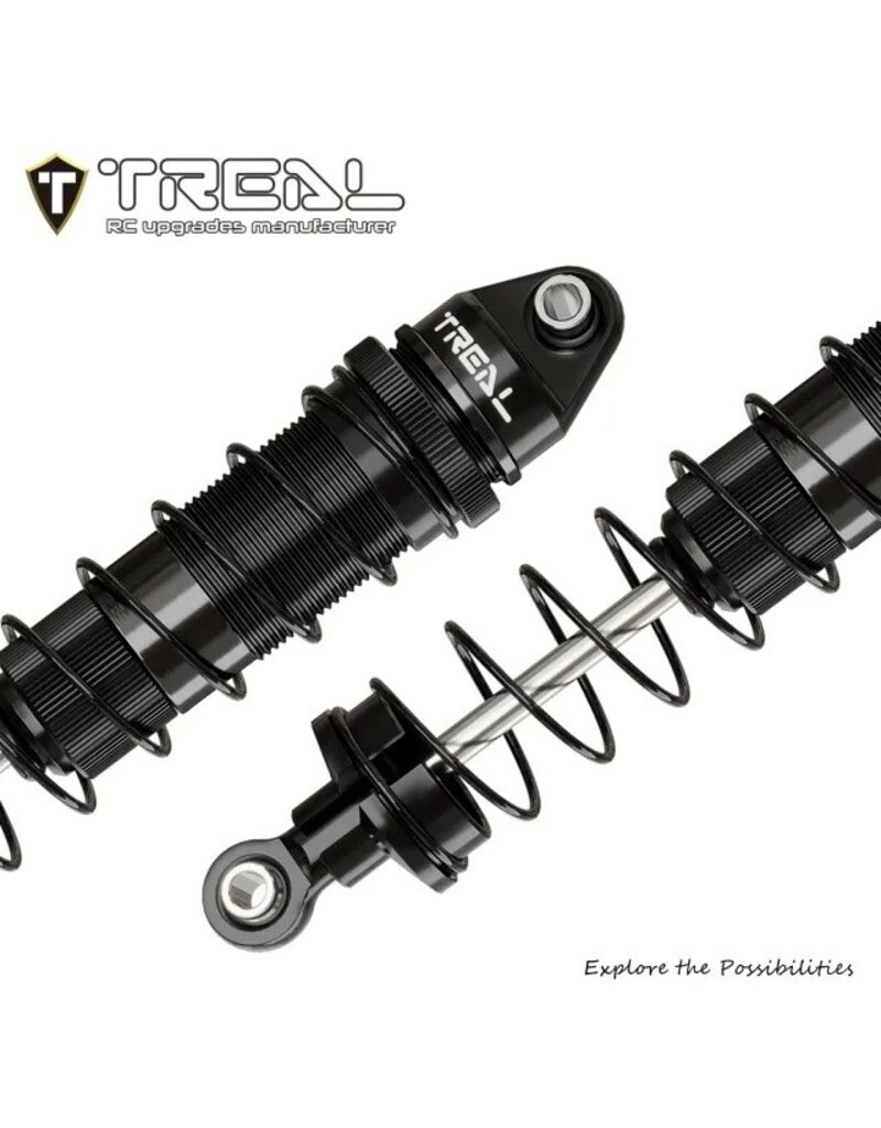 TREAL TRLX0047SS11H ALUMINUM THREADED FRONT/REAR SHOCK SET FOR LOSI MINI LMT: BLACK (4)