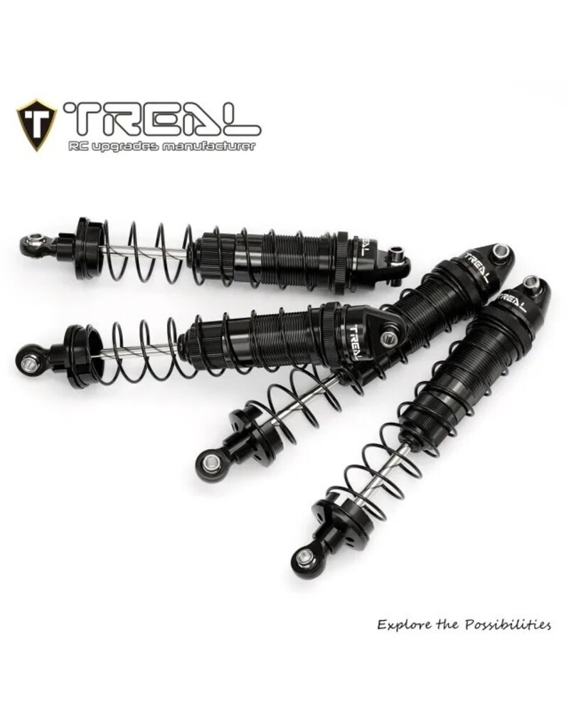TREAL TRLX0047SS11H ALUMINUM THREADED FRONT/REAR SHOCK SET FOR LOSI MINI LMT: BLACK (4)