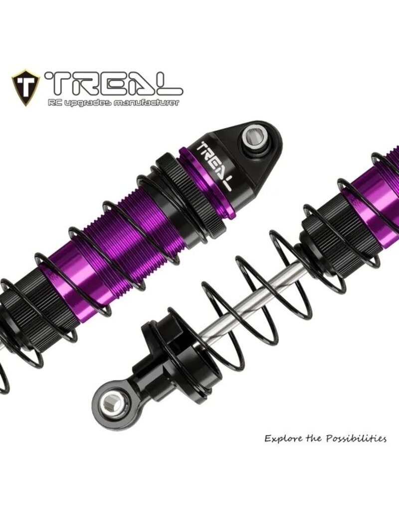 TREAL TRLX0047SS10N ALUMINUM THREADED FRONT/REAR SHOCK SET FOR LOSI MINI LMT: PURPLE (4)