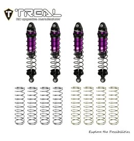 TREAL TRLX0047SS10N ALUMINUM THREADED FRONT/REAR SHOCK SET FOR LOSI MINI LMT: PURPLE (4)