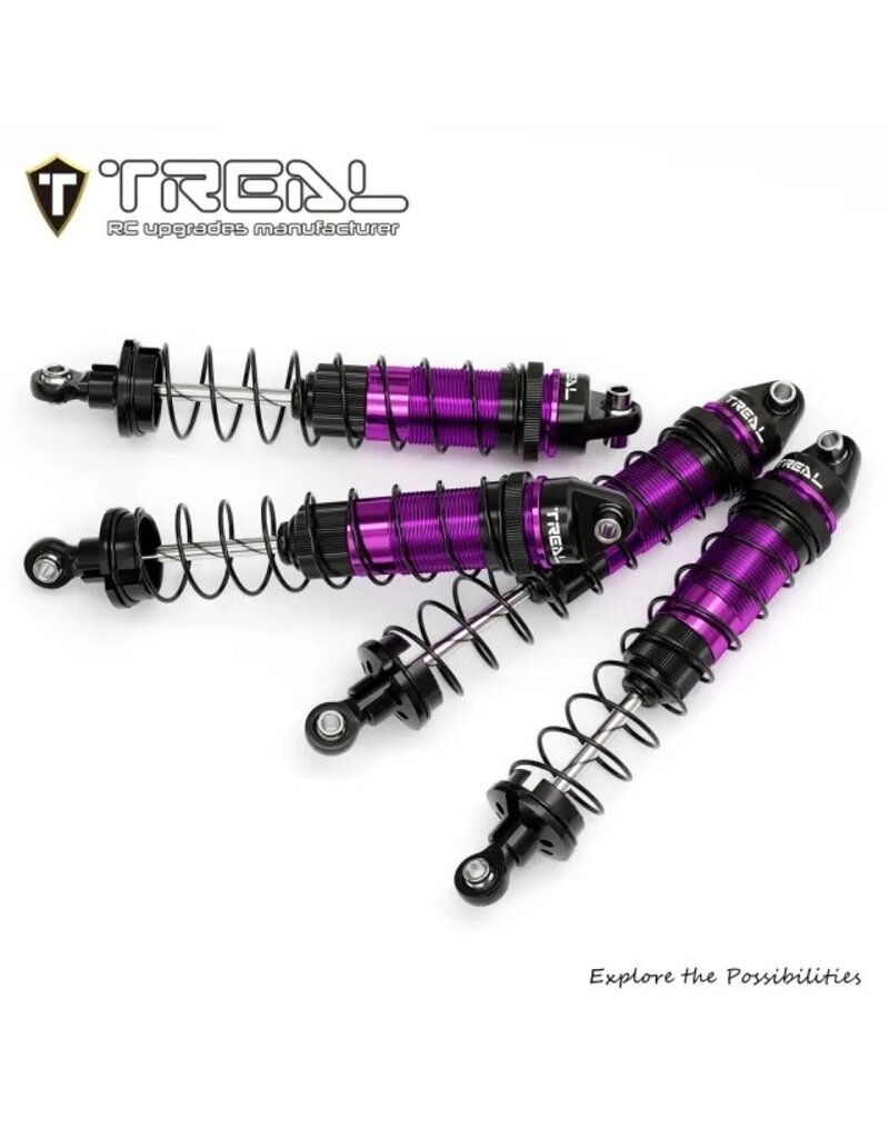TREAL TRLX0047SS10N ALUMINUM THREADED FRONT/REAR SHOCK SET FOR LOSI MINI LMT: PURPLE (4)