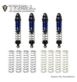 TREAL TRLX0047SS117 ALUMINUM THREADED FRONT/REAR SHOCK SET FOR LOSI MINI LMT: BLUE (4)