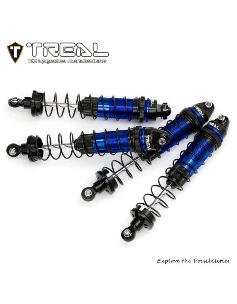 TREAL TRLX0047SS117 ALUMINUM THREADED FRONT/REAR SHOCK SET FOR LOSI MINI LMT: BLUE (4)