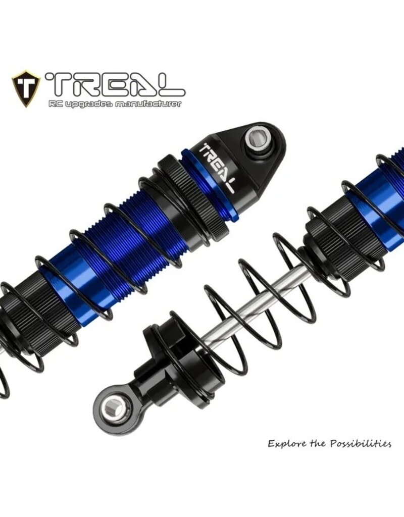 TREAL TRLX0047SS117 ALUMINUM THREADED FRONT/REAR SHOCK SET FOR LOSI MINI LMT: BLUE (4)