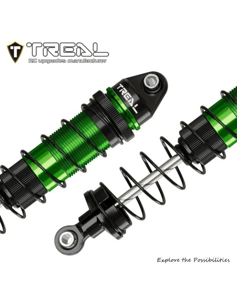 TREAL TRLX0047SS10X ALUMINUM THREADED FRONT/REAR SHOCK SET FOR LOSI MINI LMT: GREEN (4)