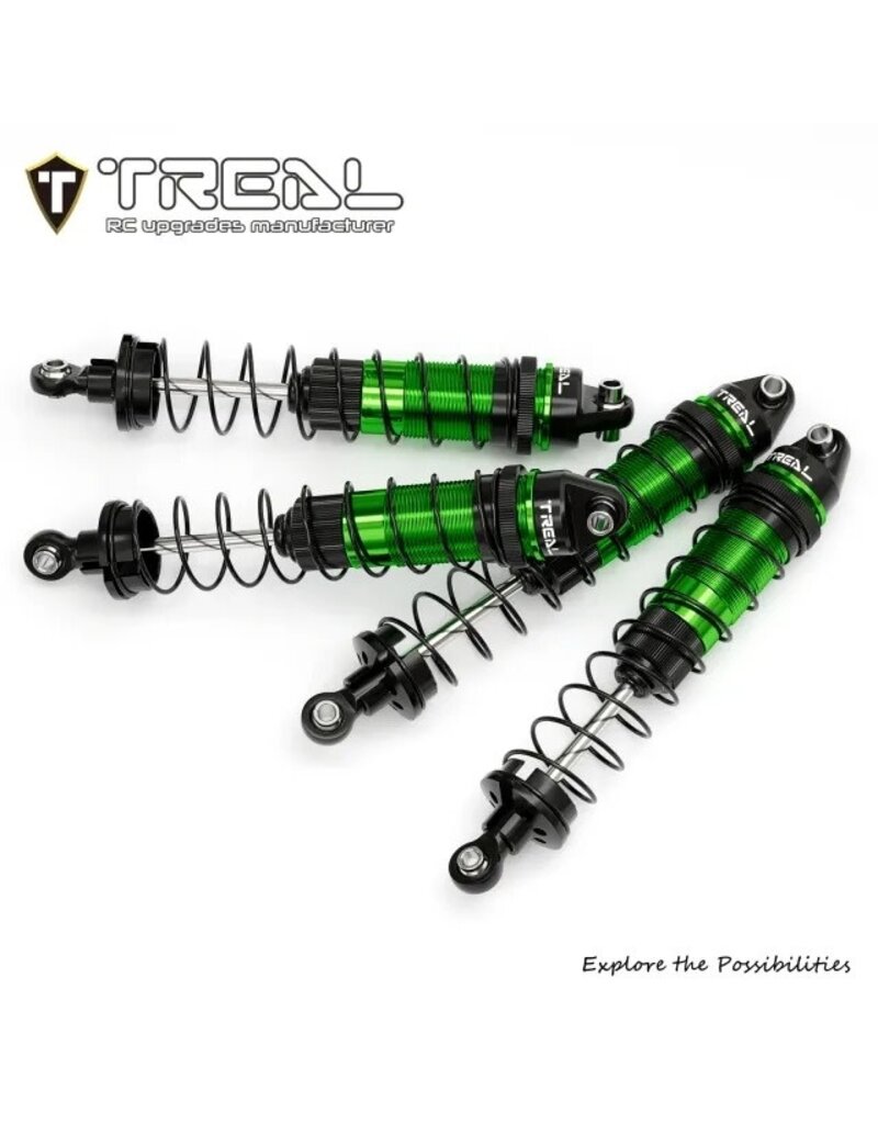 TREAL TRLX0047SS10X ALUMINUM THREADED FRONT/REAR SHOCK SET FOR LOSI MINI LMT: GREEN (4)