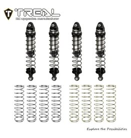 TREAL TRLX0047SS10D ALUMINUM THREADED FRONT/REAR SHOCK SET FOR LOSI MINI LMT: SILVER (4)
