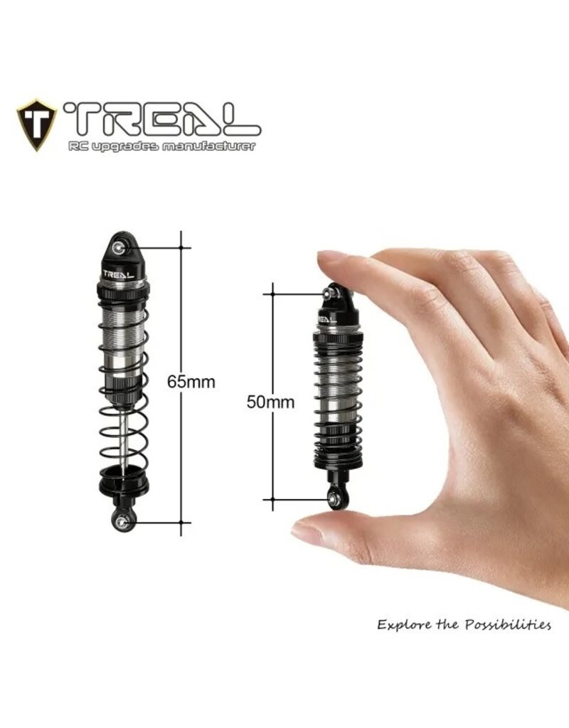 TREAL TRLX0047SS10D ALUMINUM THREADED FRONT/REAR SHOCK SET FOR LOSI MINI LMT: SILVER (4)