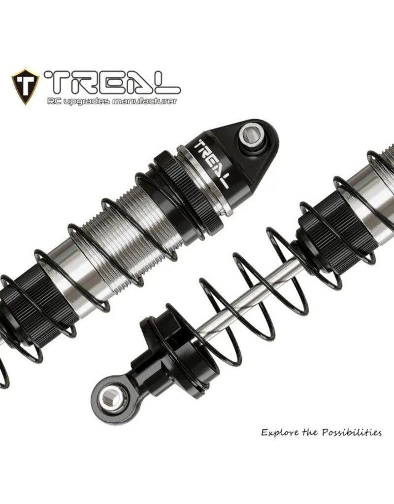 TREAL TRLX0047SS10D ALUMINUM THREADED FRONT/REAR SHOCK SET FOR LOSI MINI LMT: SILVER (4)