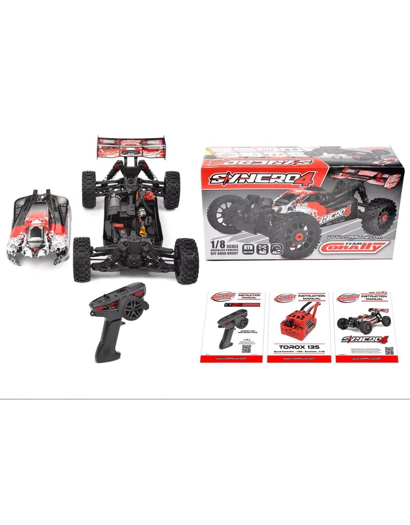 TEAM CORALLY COR00287-R SYNCRO-4 1/8 4S BRUSHLESS OFF ROAD BUGGY, RTR, RED