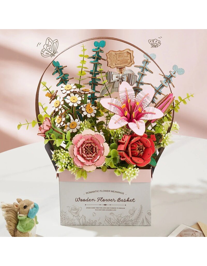 ROBOTIME ROETW03H WOODEN FLOWER BASKET DIY 3D PUZZLE