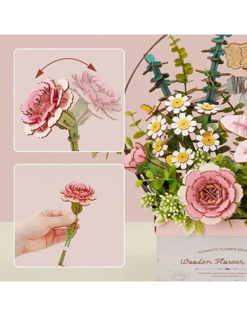 ROBOTIME ROETW03H WOODEN FLOWER BASKET DIY 3D PUZZLE