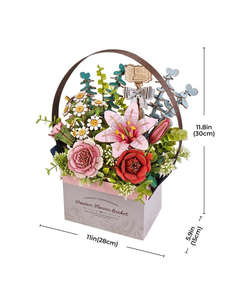 ROBOTIME ROETW03H WOODEN FLOWER BASKET DIY 3D PUZZLE