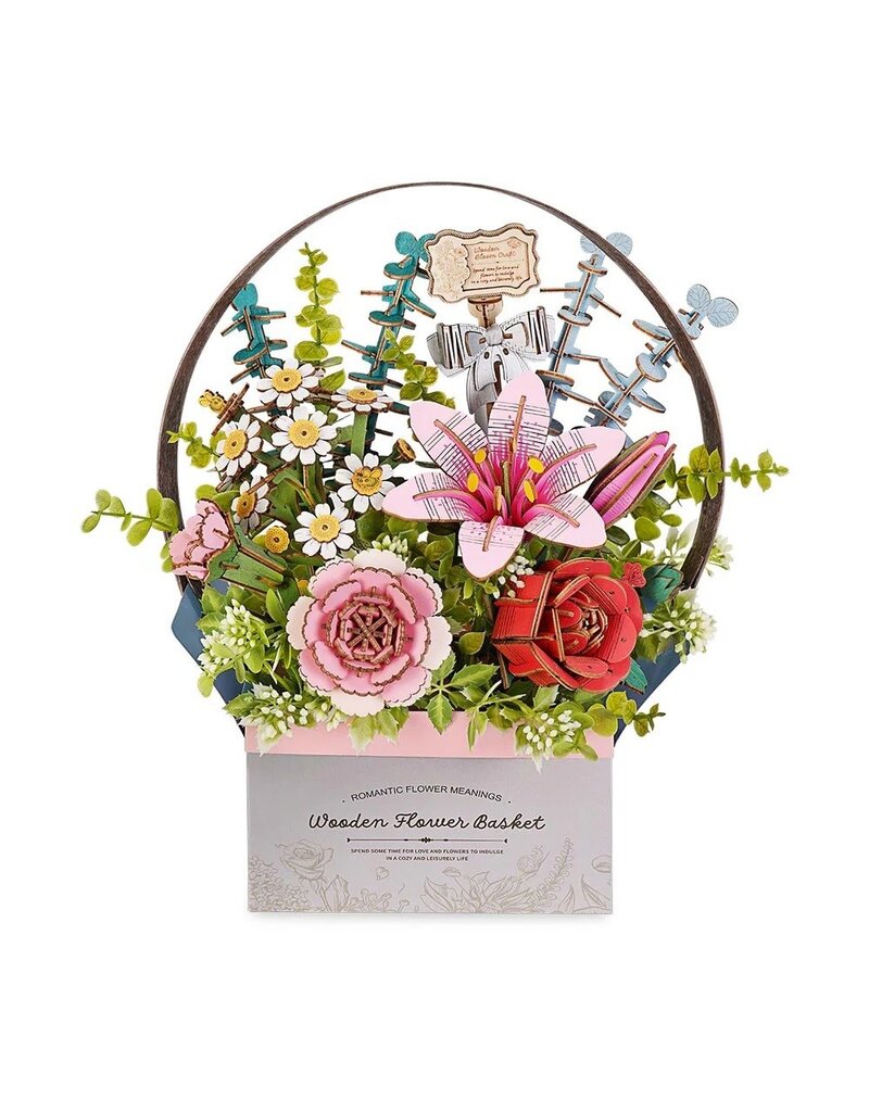 ROBOTIME ROETW03H WOODEN FLOWER BASKET DIY 3D PUZZLE