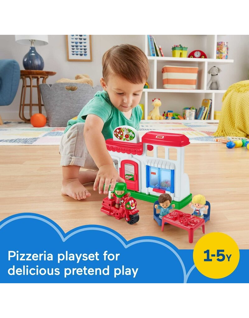 FISHER PRICE FP HBR79 LITTLE PEOPLE WE DELIVER PIZZA PLACE TOY RESTAURANT WITH FIGURES