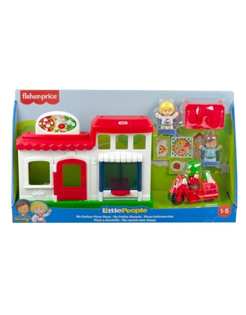 FISHER PRICE FP HBR79 LITTLE PEOPLE WE DELIVER PIZZA PLACE TOY RESTAURANT WITH FIGURES