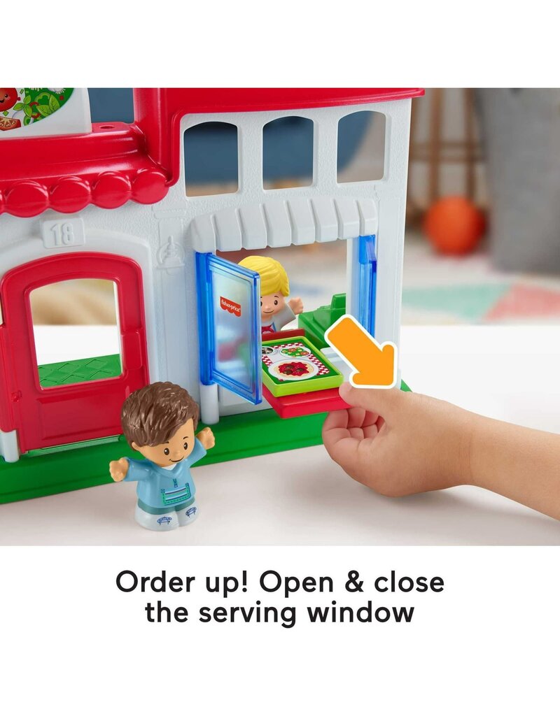FISHER PRICE FP HBR79 LITTLE PEOPLE WE DELIVER PIZZA PLACE TOY RESTAURANT WITH FIGURES