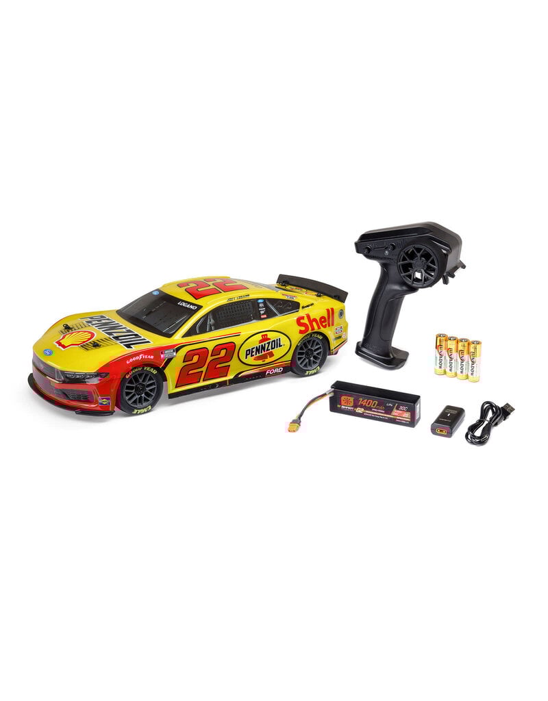 LOSI LOS1122522 1/12 NASCAR JOEY LOGANO NO. 22 2025 SHELL-PENNZOIL FORD MUSTANG RTR: YELLOW