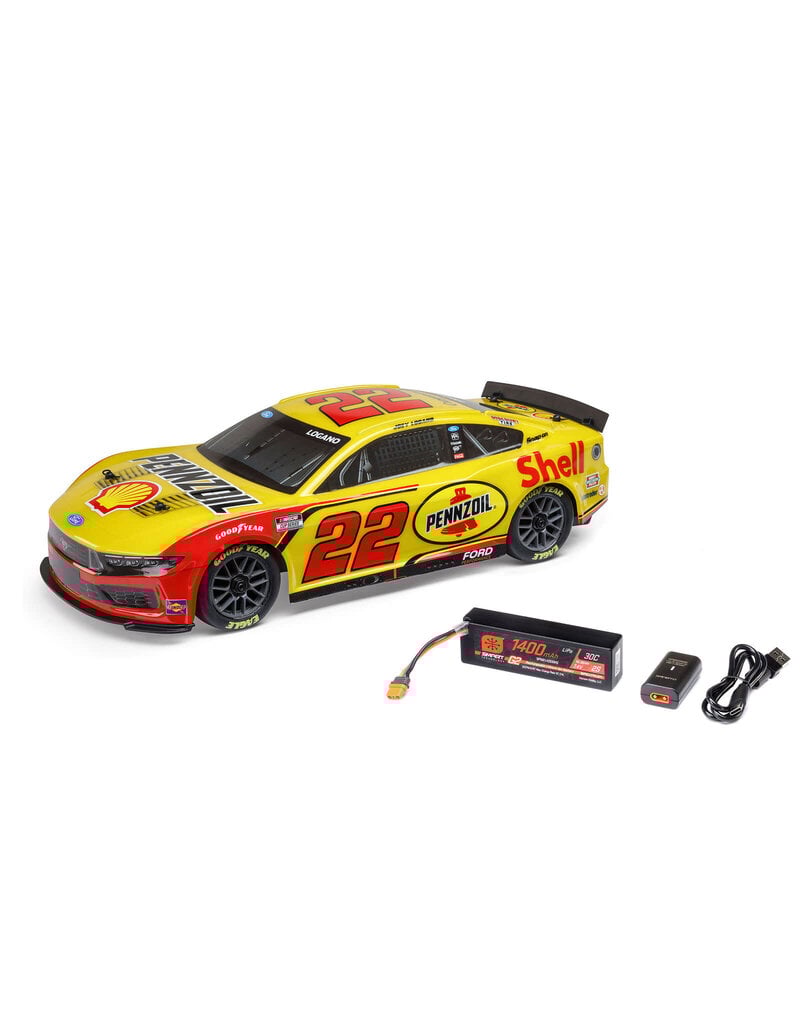 LOSI LOS1122522 1/12 NASCAR JOEY LOGANO NO. 22 2025 SHELL-PENNZOIL FORD MUSTANG RTR: YELLOW