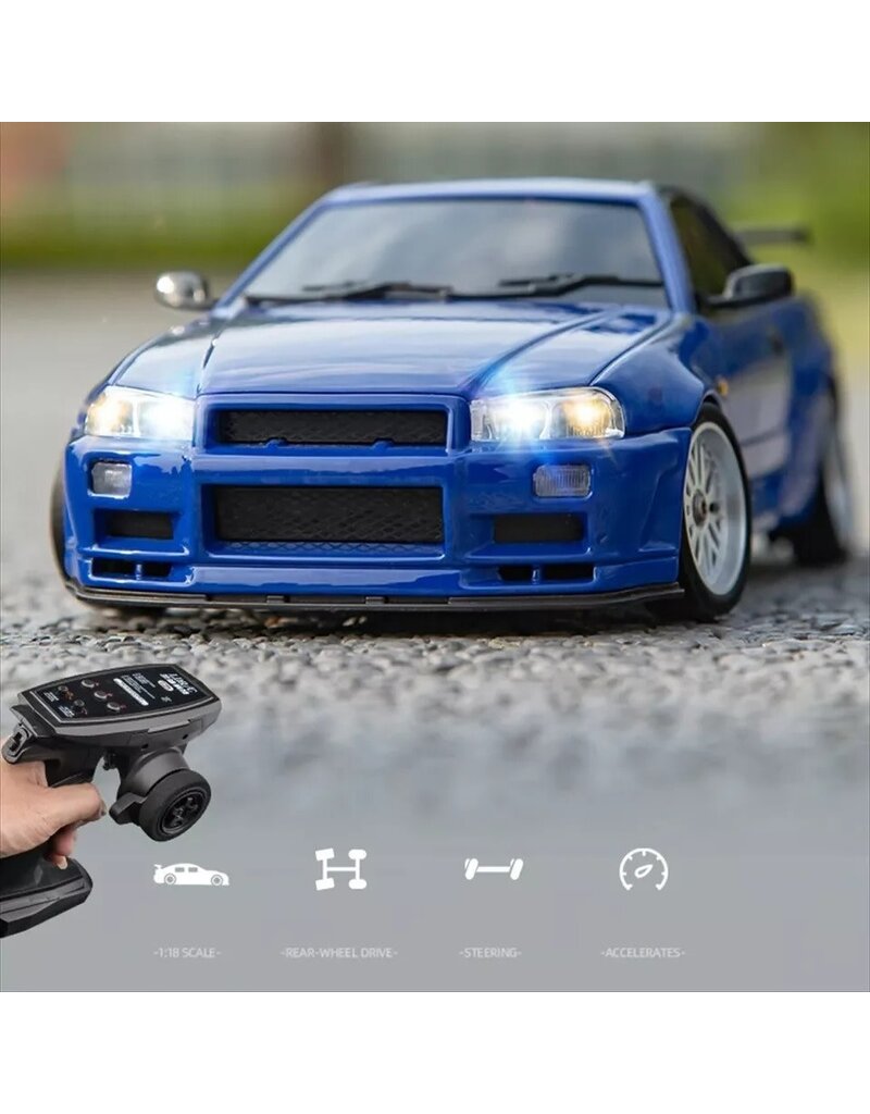 IMEX LD1899BE 1/18 RWD DRIFT CAR GT-R R34 RTR BLUE
