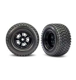 TRAXXAS TRA10947 REAR FUNCO WHEELS & GRAVIX TIRES: BLACK (2)