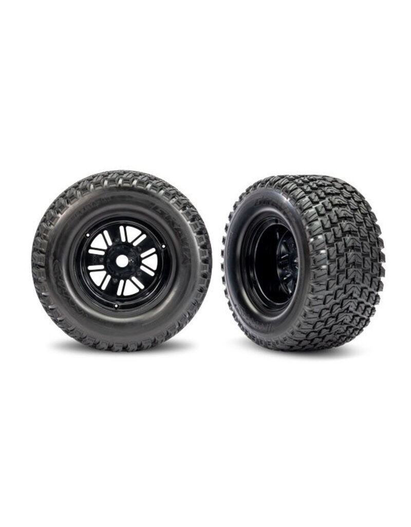 TRAXXAS TRA10947 REAR FUNCO WHEELS & GRAVIX TIRES: BLACK (2)