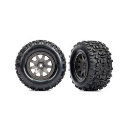 TRAXXAS TRA10770-GRAY GRAY REAR WHEELS W/ SLEDGEHAMMER TIRES (2)