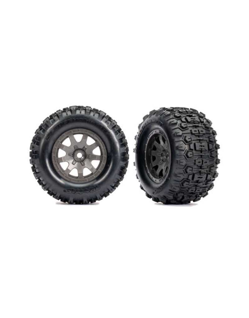 TRAXXAS TRA10770-GRAY GRAY REAR WHEELS W/ SLEDGEHAMMER TIRES (2)