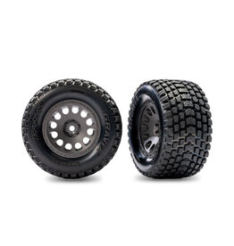 TRAXXAS TRA10775-GRAY GRAY REAR MINI XRT WHEELS W/ GRAVIX TIRES (2)