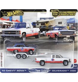 HOT WHEELS MTL FLF56/HRV42 HOT WHEELS TEAM TRANSPORT '88 CHEVY SILVERADO 3500 W/ '63 CHEVY NOVA