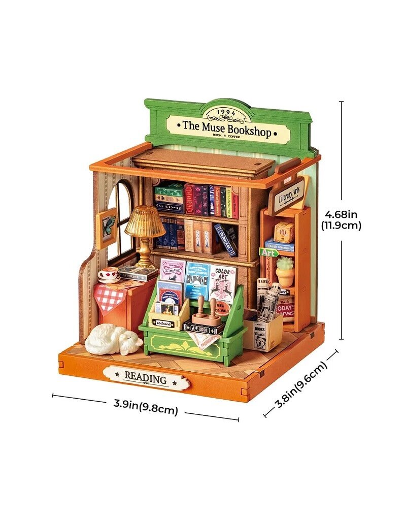 ROBOTIME ROEDS040 THE MUSE BOOKSHOP, SUPER MINI HOUSES - LITTLE WARM SPACES