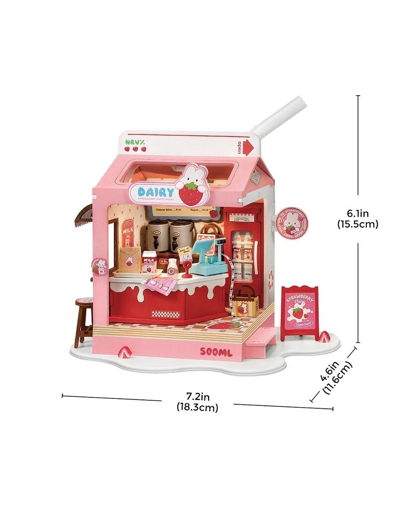 ROBOTIME ROEDS034 ROLIFE FOOD BOX SHOP, STRAWBERRY MILK BOX